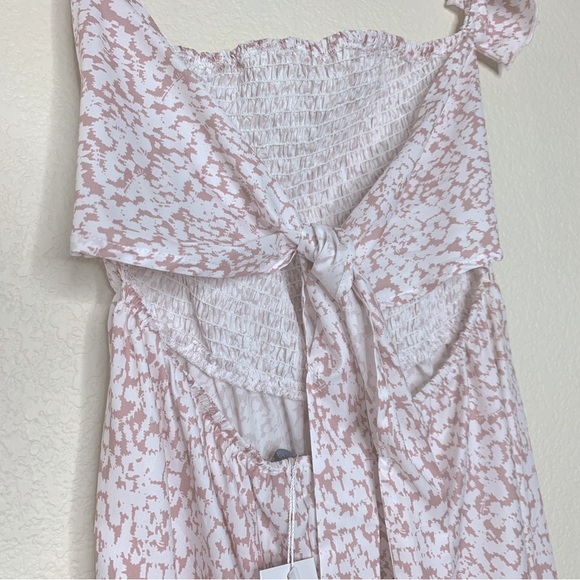 Off Shoulder Floral Print Romper Jumpsuit in Dusty Pink - Picture 8 of 9